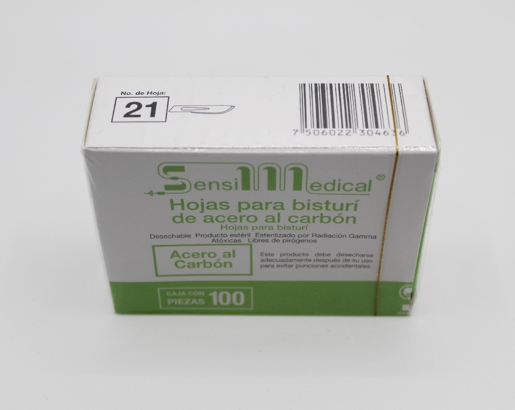 Hoja de bisturí acero al carbón N.º 21 Sensimedical
