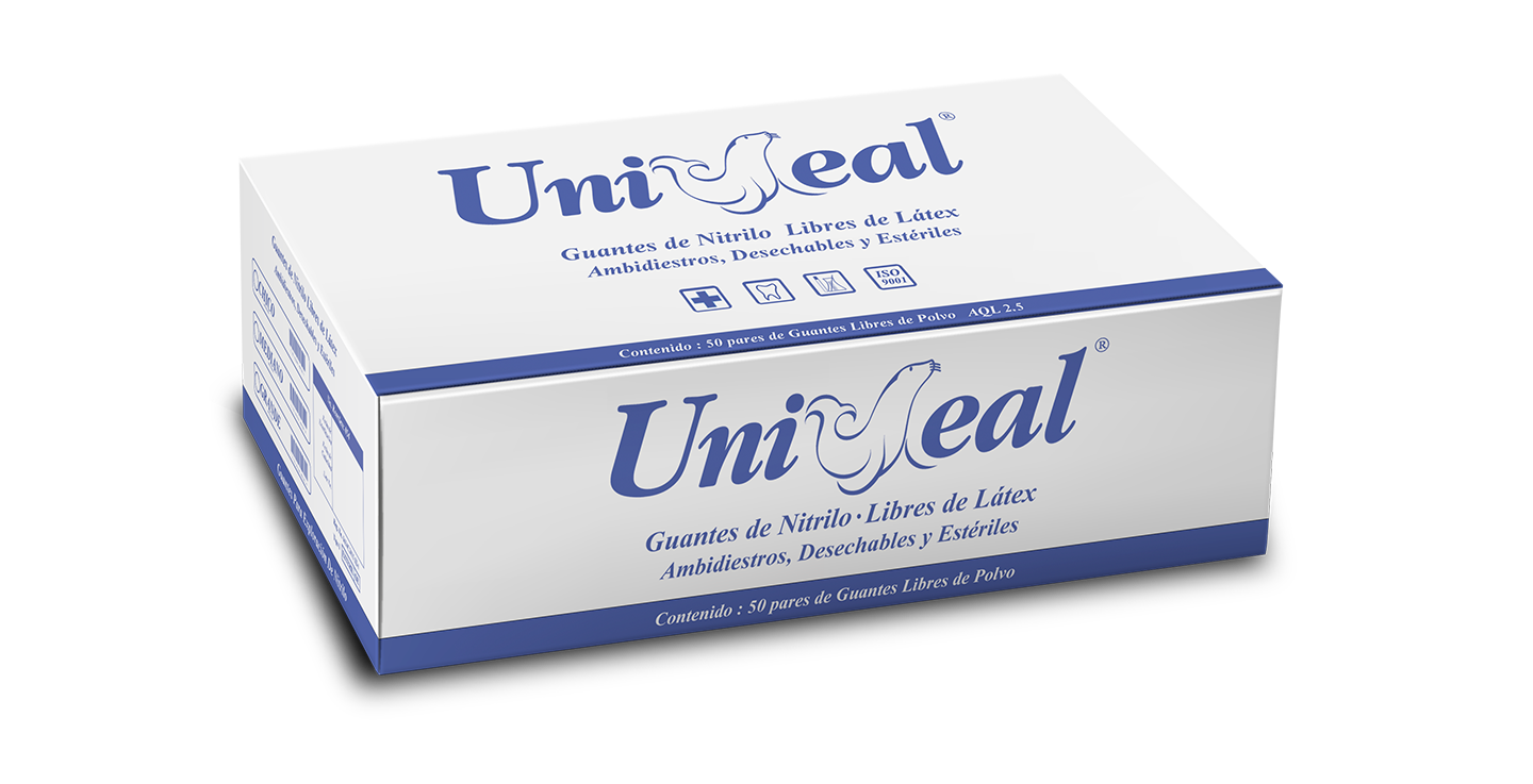 Guantes de Nitrilo Estériles Uni-Seal Caja 100 Piezas