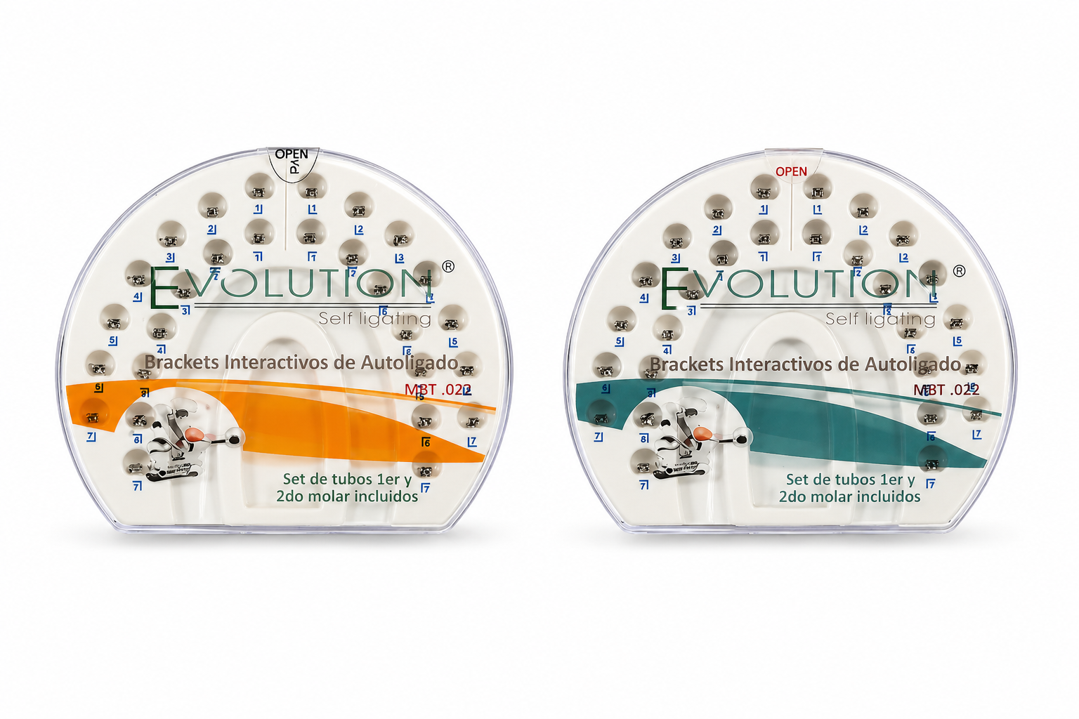 Brackets Autoligado Evolution .022 c/Tubos Orthopremium